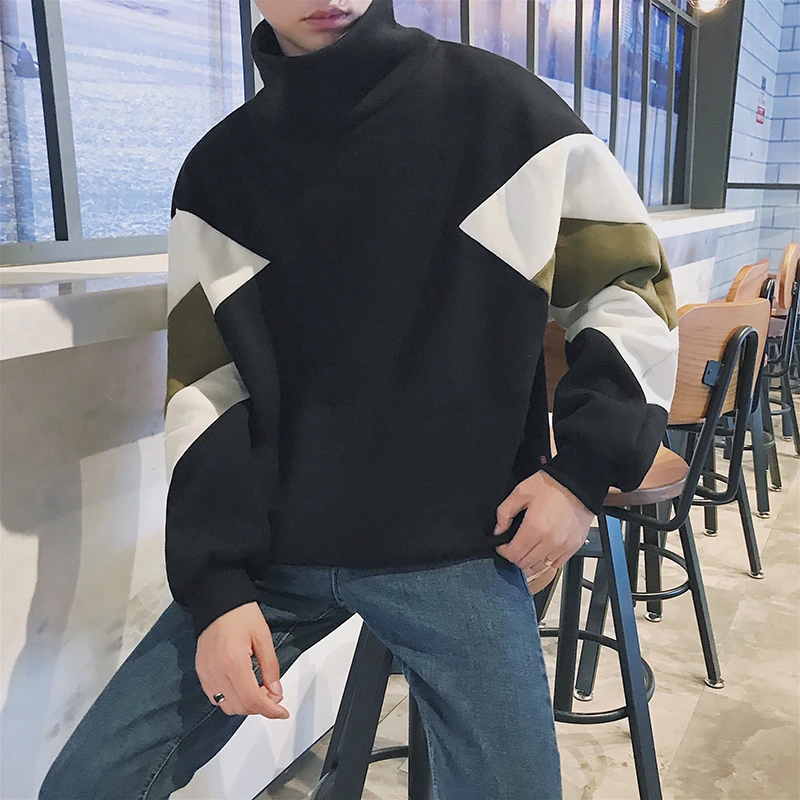 2018 осень новое поступление человек толстовки модный пэчворк Цвет легко Turtlenck с