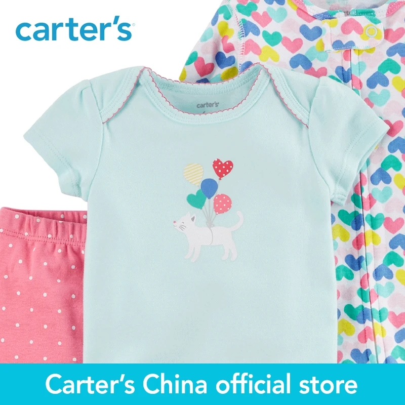 Carter's/комплект одежды из 3 предметов боди с принтом сердце штаны Котенок мягкие