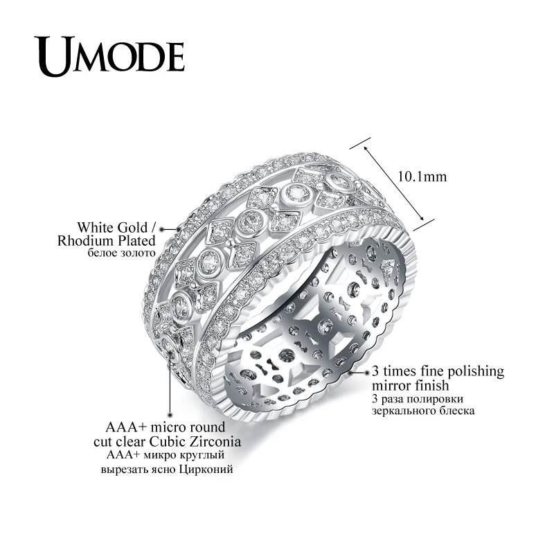 Классические кольца UMODE для женщин белого и золотого цвета с имитацией ювелирные