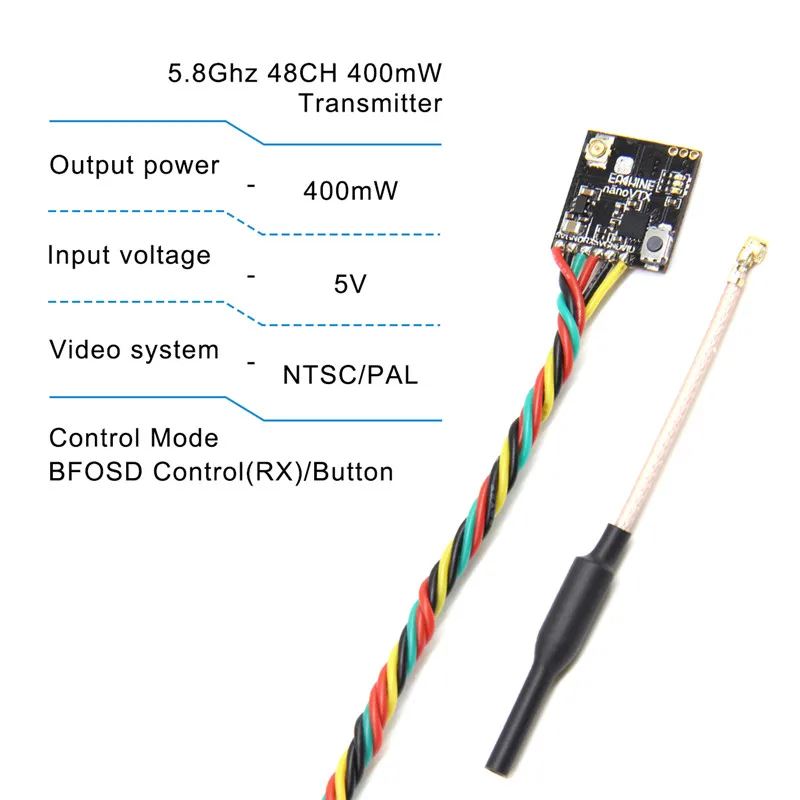Eachine передатчик FPV VTX 5 8 ГГц 48CH 25/100/200/400 МВт переключаемый Поддержка серверный