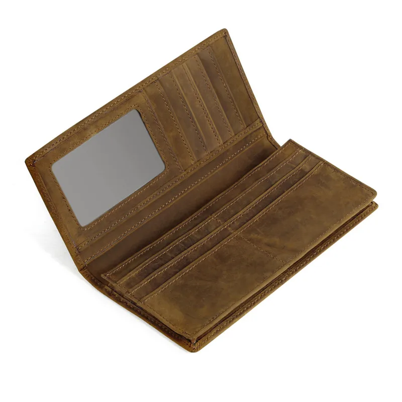 Винтажные коричневые мужские кошельки Nesitu большого размера из натуральной кожи