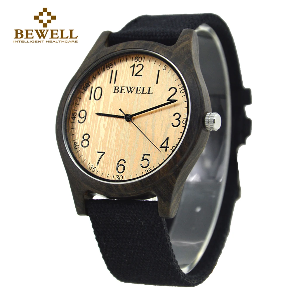BEWELL мужские деревянные часы бамбуковый холщовый ремешок многоцветная замена