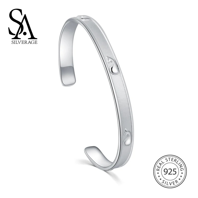 Sa silverage 925 серебро браслет для Для женщин открытым и S925 Ювелирные украшения