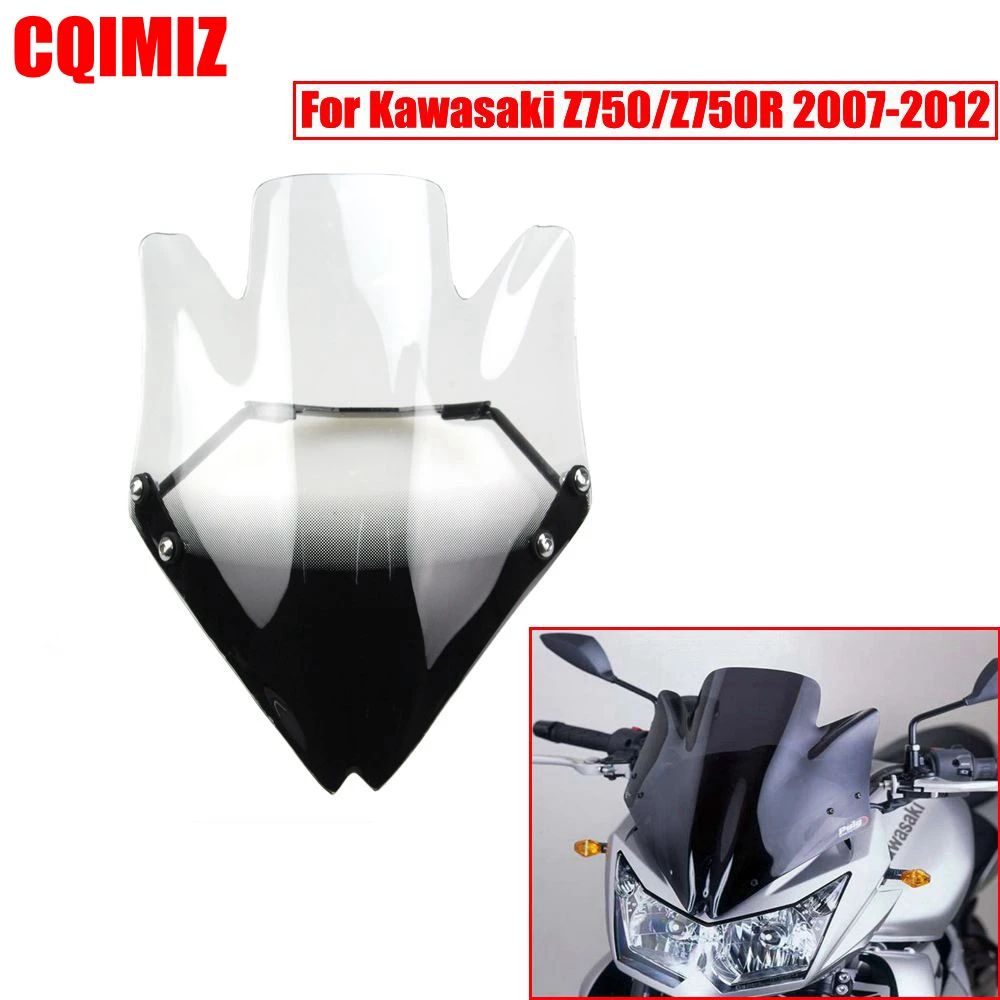 Лобовое стекло мотоцикла для Kawasaki Z750 Z750R 2007 2012 черный ветровой отражатель 4 вида