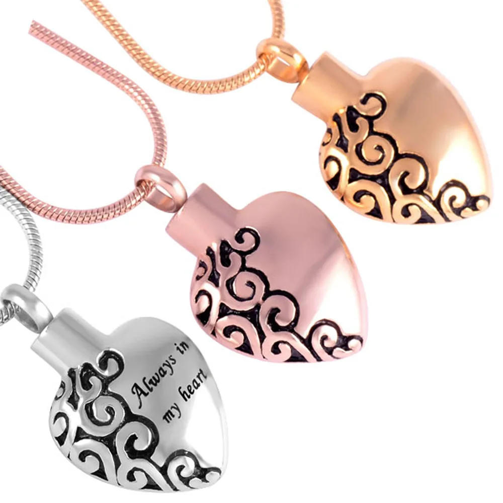 

Heart Shape Memorial Jewelry For Ash Rose Gold Cremation Urn Necklace Stainless Steel Keepsake Pendants Funnel Fill Kit