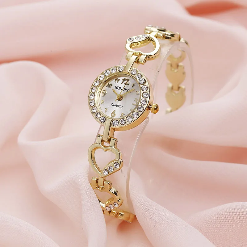 Роскошные сердце полую конструкцию женские часы с бриллиантами Сердце кварцевые