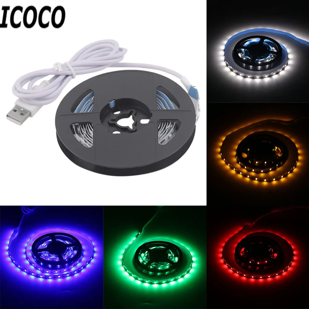 ICOCO USB Светодиодная лента SMD3528 200 см гибкая светодиодная лампы Рождественская