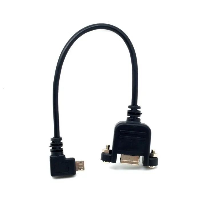 Панельный кабель с левым углом 90 градусов Micro USB 5pin папа к B мама 20 см винтами|usb cable