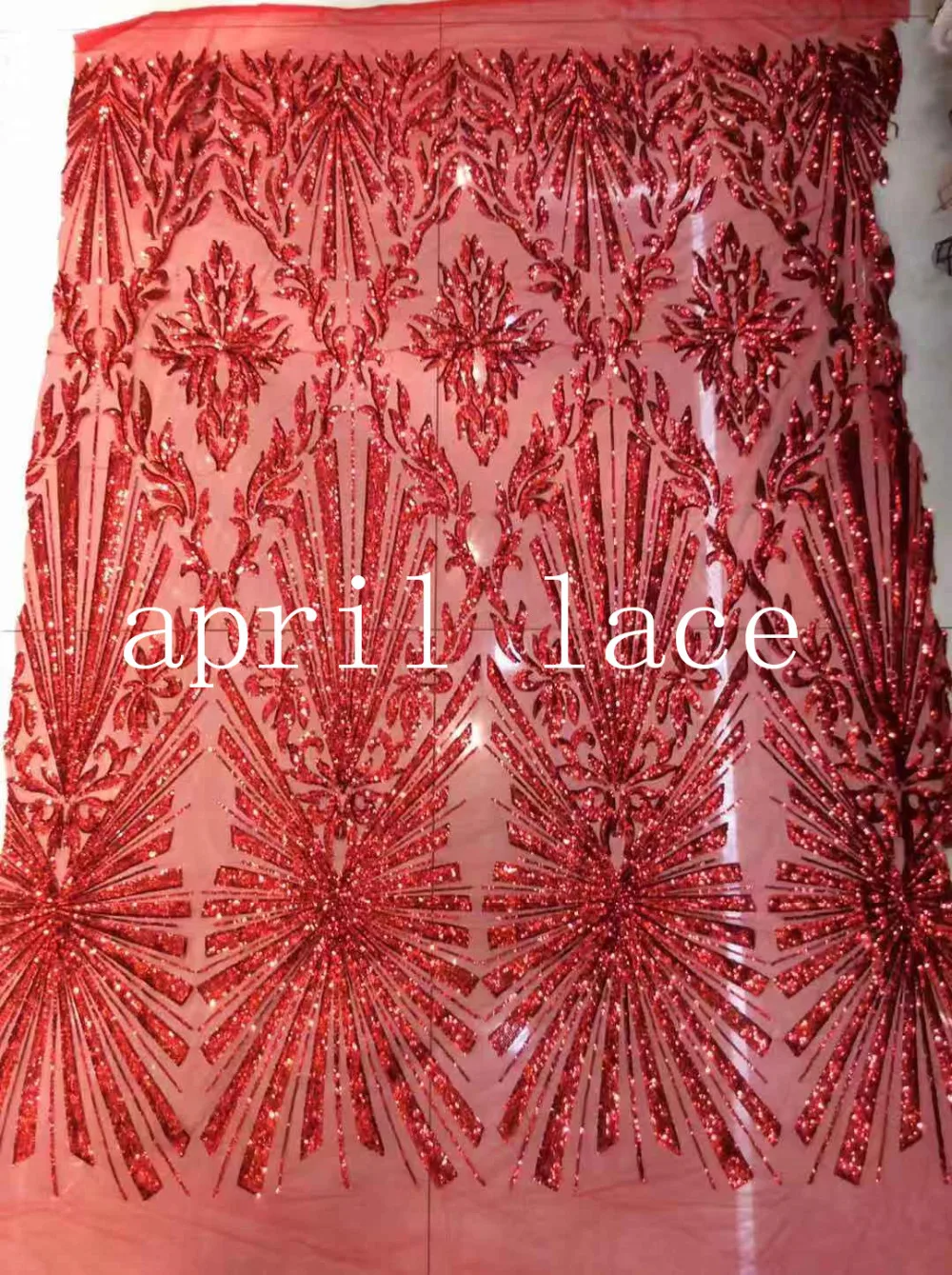 

2019 new 5yards top006 # red sequin sexy african tulle mesh lace for sawing bridal wedding dress/occasion