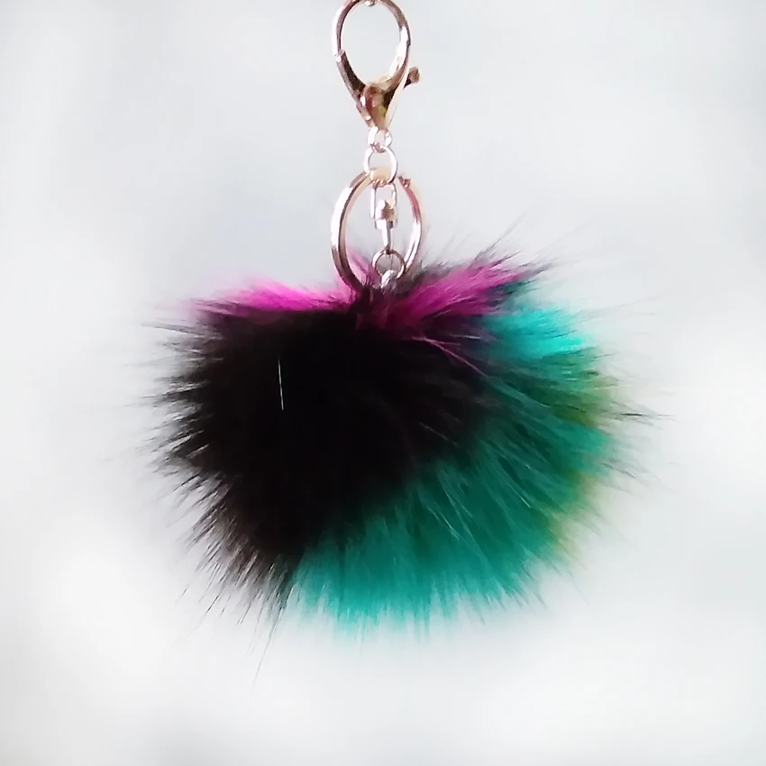 8 см Цвет зеленый желтый черный серии искусственный мех енота помпон брелок на