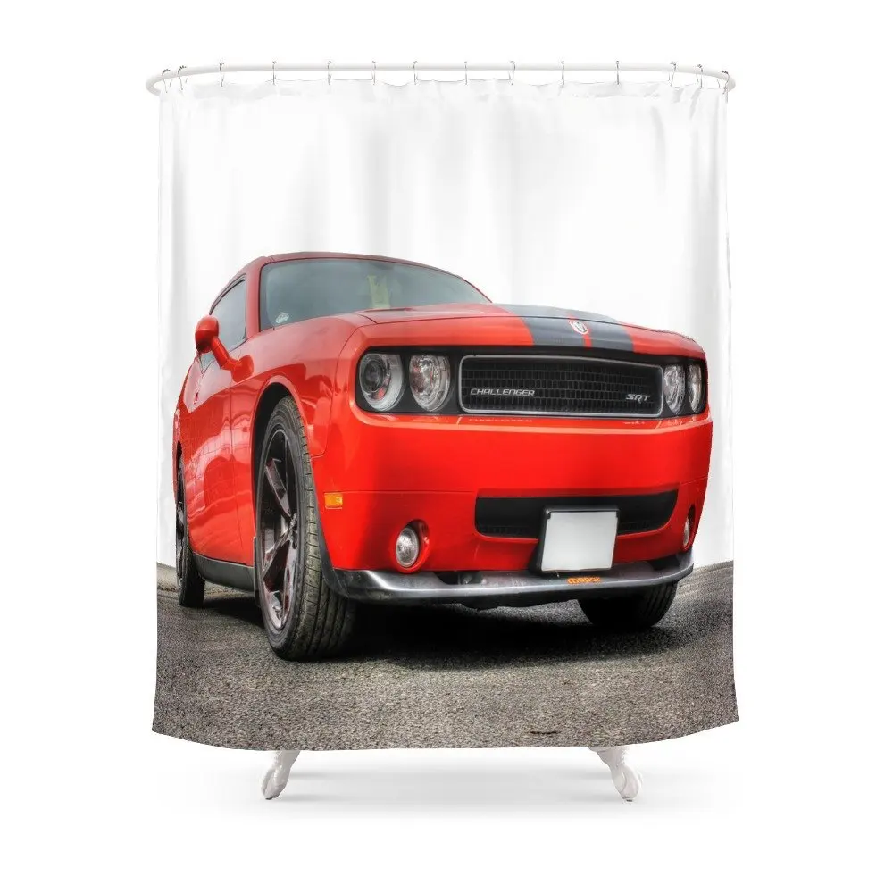 Красный Dodge Challenger занавеска для душа Водонепроницаемая полиэфирная ткань декор