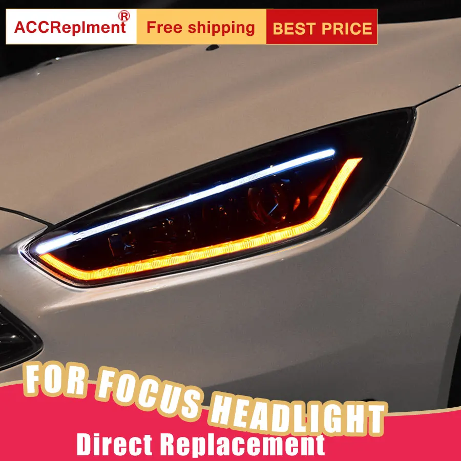 2 шт. светодиодный фары для Ford Focus 2015-2018 Автомобильные ангельские глазки комплект