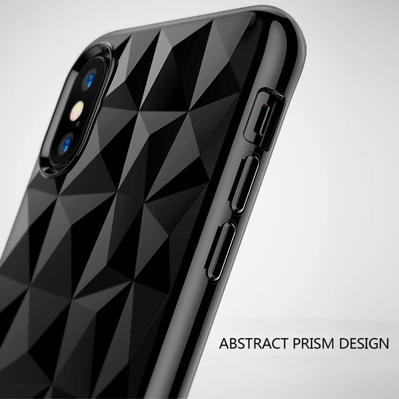 MYSUN Clear 3D Geometry Diamond Pattern Case for iPhone X 8 7 6 6S Plus Fitted Cases Ultra thin Transparent Soft TPU Back Cover |
