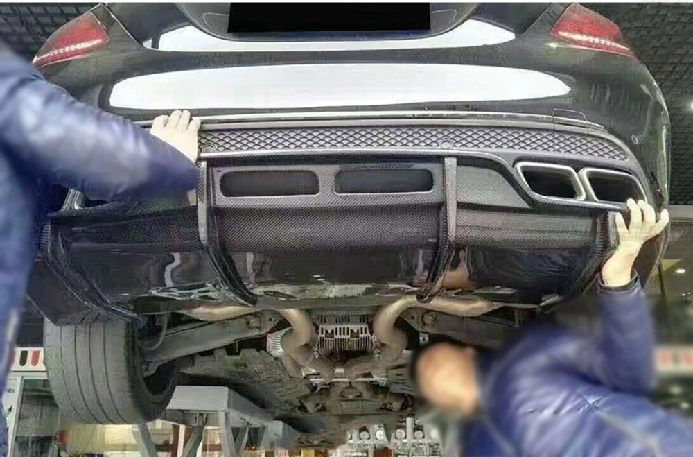 P Стиль углеродного волокна задний бампер для губ Диффузор для Mercedes Benz C Class W205 C205 C63 AMG Coupe