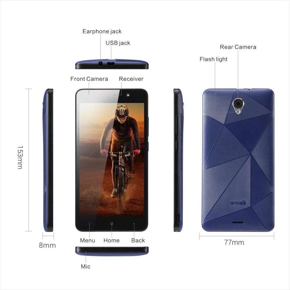 Ipro Kylin 5.5 Смартфон Android 6.0 открыл мобильный телефон дюймов сенсорный 4 ядра 1 ГБ 8 3 г