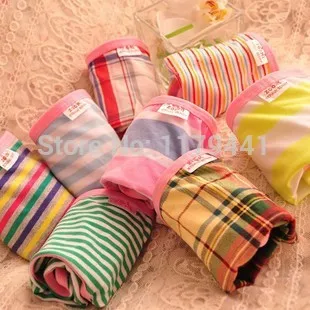 2 шт. Нижнее белье для девочек из хлопка в полоску и Горошек клетчатые трусы Дамы