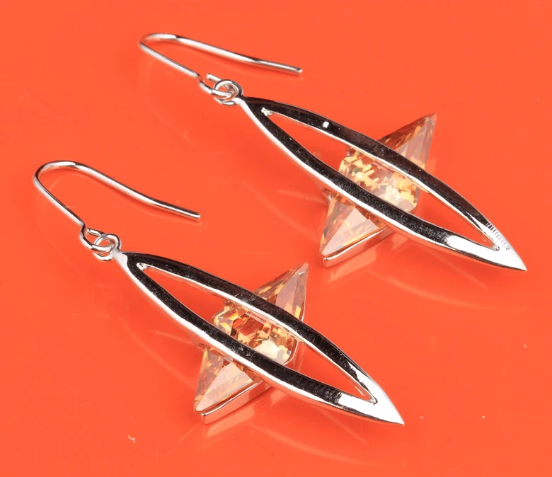 Уникальная Звезда светло коричневый Champange оранжевый Morganite стерлингового серебра