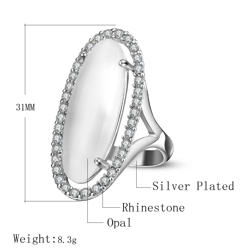 Kinel 2017 новинка Опаловая кольцо серебряного цвета винтажные Свадебные украшения