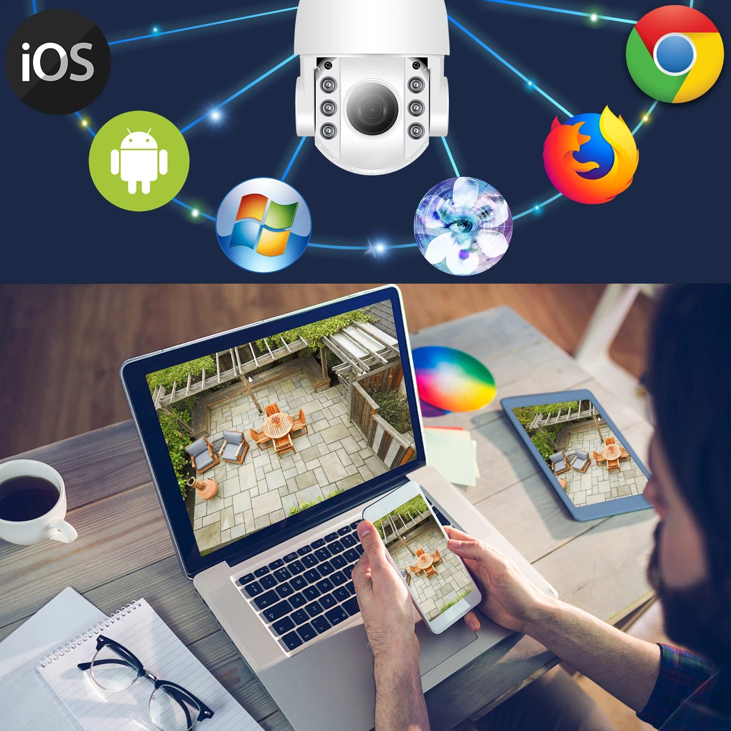 2 шт) Мини 2,5 дюймов PTZ скоростной купол wifi ip-камера 1080P открытый 5X зум/4 мм фиксированный объектив Беспроводная камера IR 60 м двухстороннее аудио