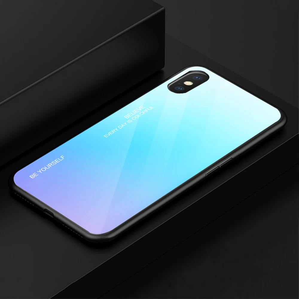Ciciber чехлы для телефонов iPhone 7 8 6 6S Plus градиентный цвет Закаленное стекло Жесткий