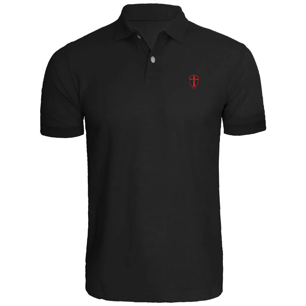 Mens TEMPLAR SHIELD Christian Knight Order Embroidered Polo Shirts | Мужская одежда