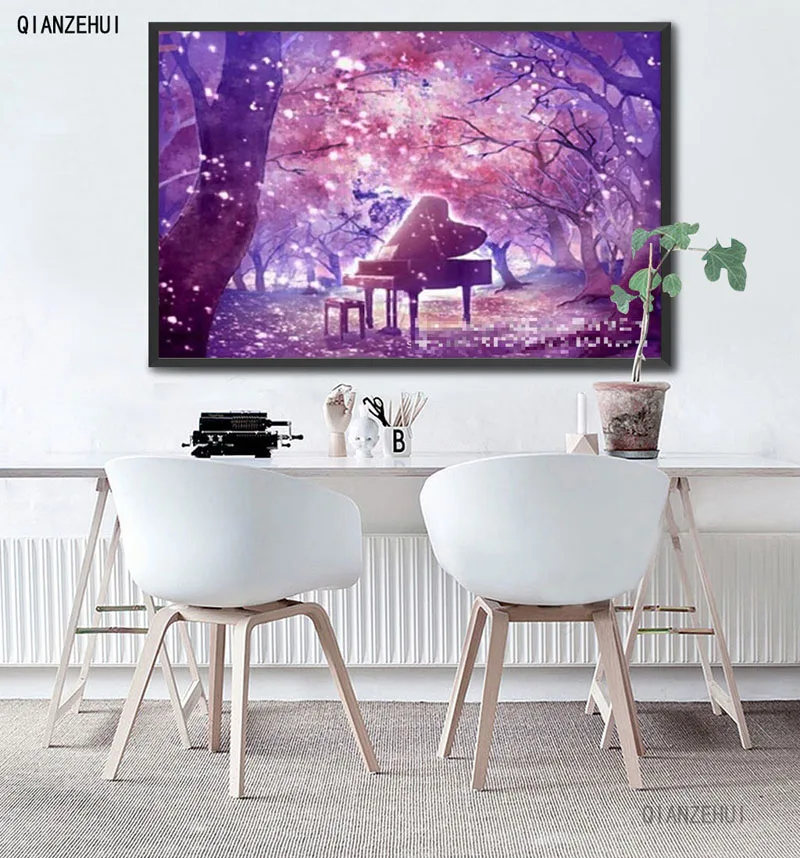 Стразы DIY пластиковые поделки картина алмазная мечта фортепиано квадратная