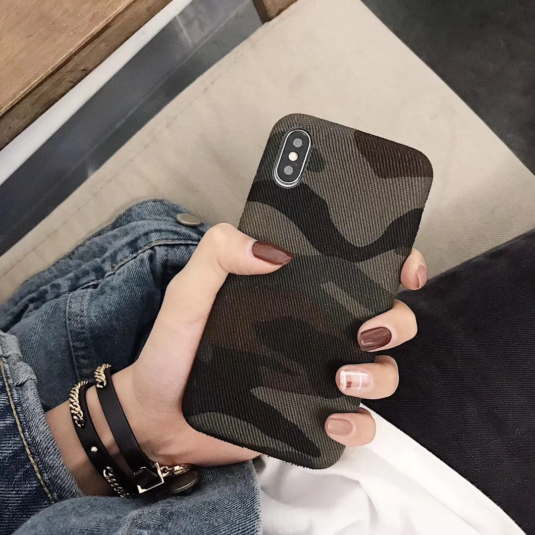 Модный Камуфляжный зеленый чехол для телефона iPhone 6 6s 7 8 Plus X Xs Max Xr тисненый