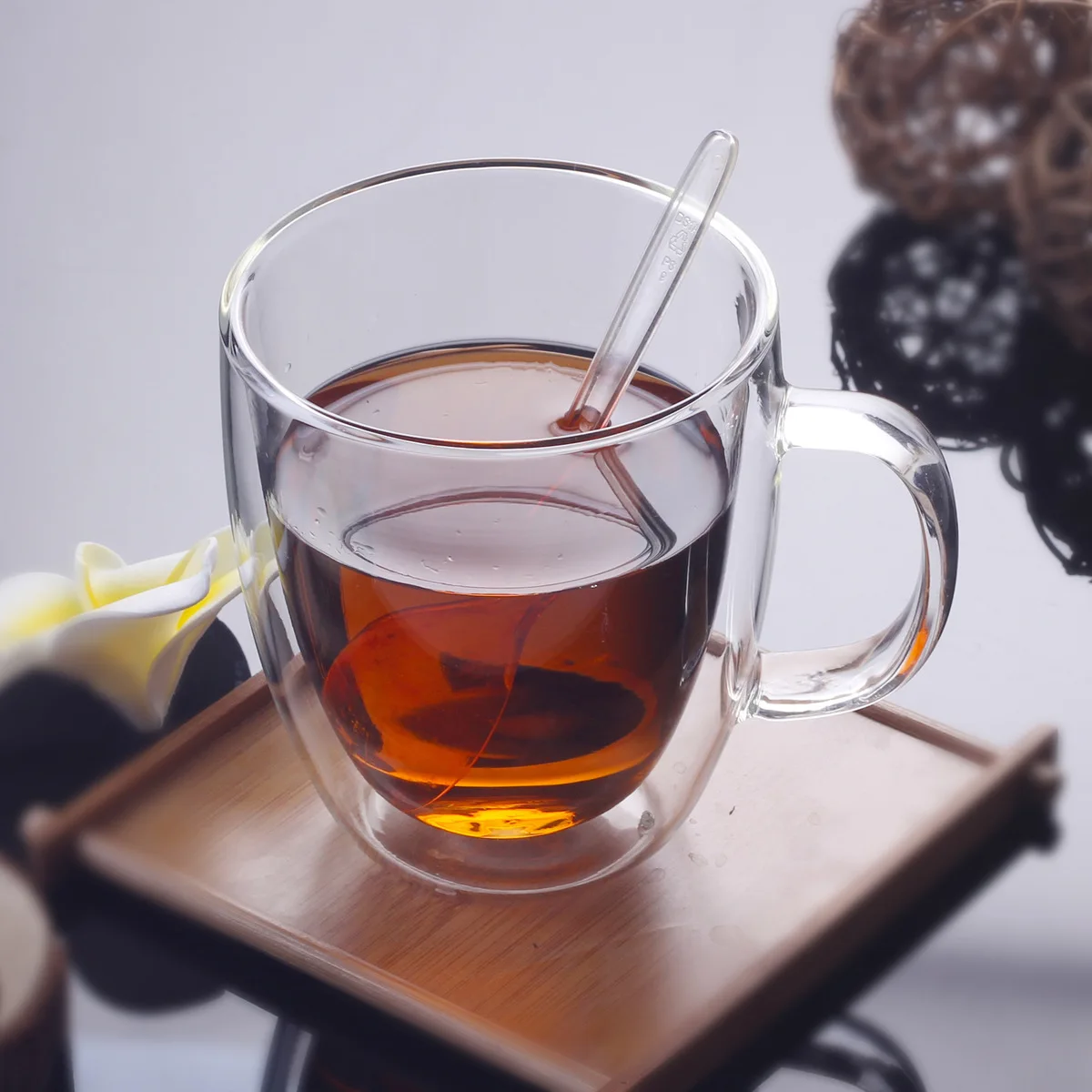 

BODUM French Press Maker Double Layer Insulation cups Transparent Heat Resistant Lovers Gift Coffee Office Cup Belt Handle cup