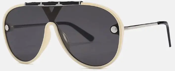 C6 beige gray Большой щит солнцезащитные очки для женщин Vintgae брендовые дизайнерские негабаритные женские солнцезащитные очки мужские солнцезащитные очки - Цвет линз: C6 beige gray