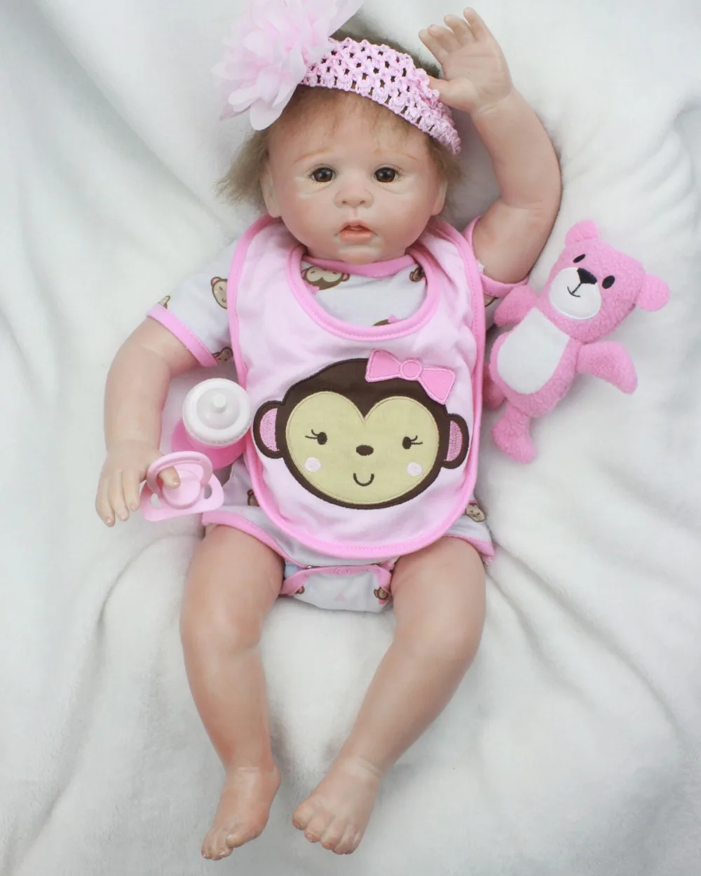 

Realistic Rooted Mohair Newborn baby silicone Dolls 20" 50cm Lifelike Reborn babies alive Dolls For Girls bebe XMAS Gift