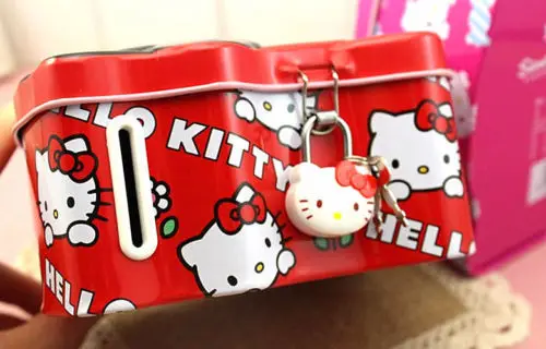 HelloKitty металлический Копилка коробка ребенок девушка w/ Lock YE9707 | Багаж и сумки