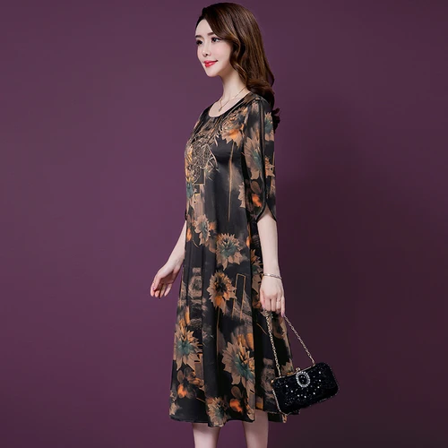 Весна-лето 2021 модное шелковое женское платье с рукавом в пять минут новый стиль