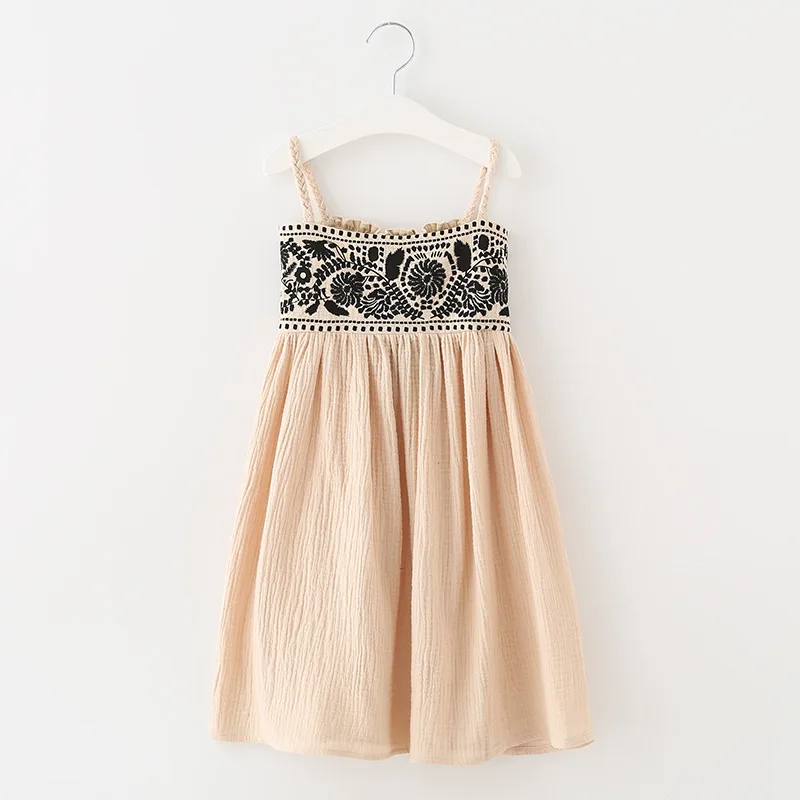 Детское льняное платье с вышивкой милое летнее принцессы в Корейском стиле 2020 |