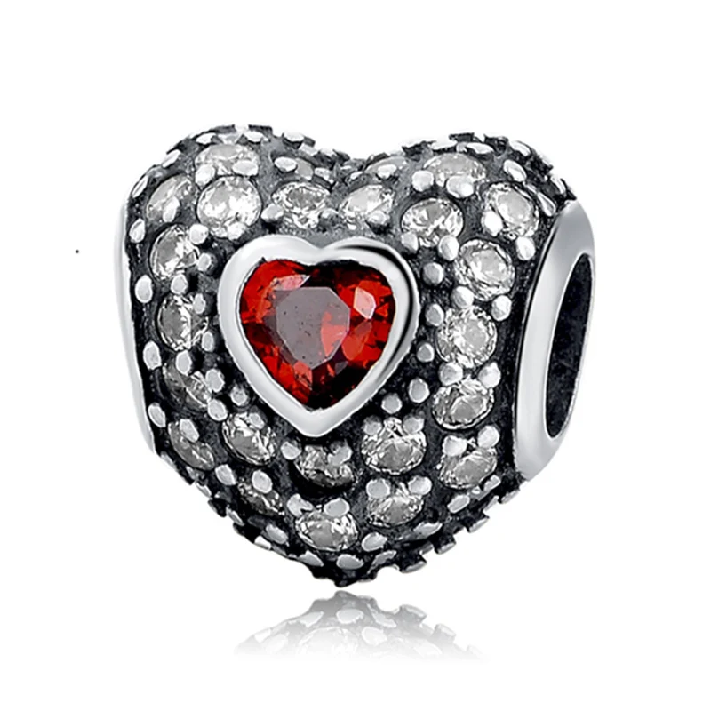 High quality genuine 925 Sterling Silver Love Hearts Charms beads Fit Authentic Pandora Bracelet beads jewelry making lover Gift