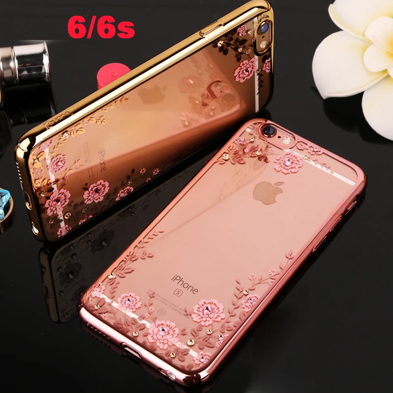 YUETUO i rose розовый Мягкий Роскошный чехол для телефона apple iphone 6 s прозрачный девочек
