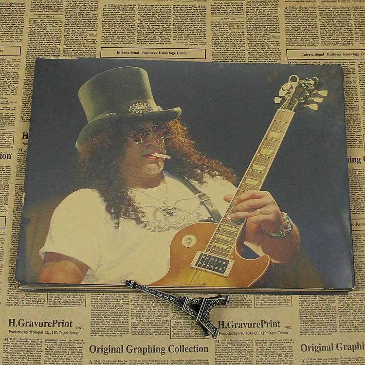 Guns N плакат с розами ВИНТАЖНЫЙ ПЛАКАТ Slash рок-гитарист живопись Мастер ретро плакат Поющая звезда Плакат домашний декор - Цвет: Прозрачный