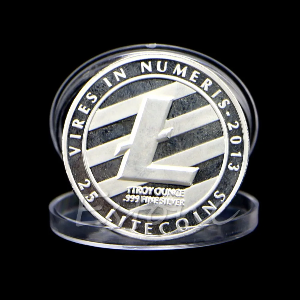 Коллекционная монета 1 унция Посеребренная медальон 25 LTC Litecoin Vires с цифрами