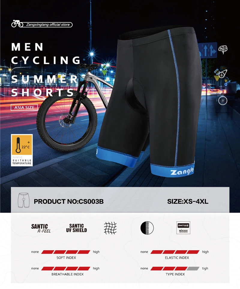Zangxinglang мужские и женские MTB велосипедные шорты с Powerband гель 5D велосипедные шорты с подкладкой черный