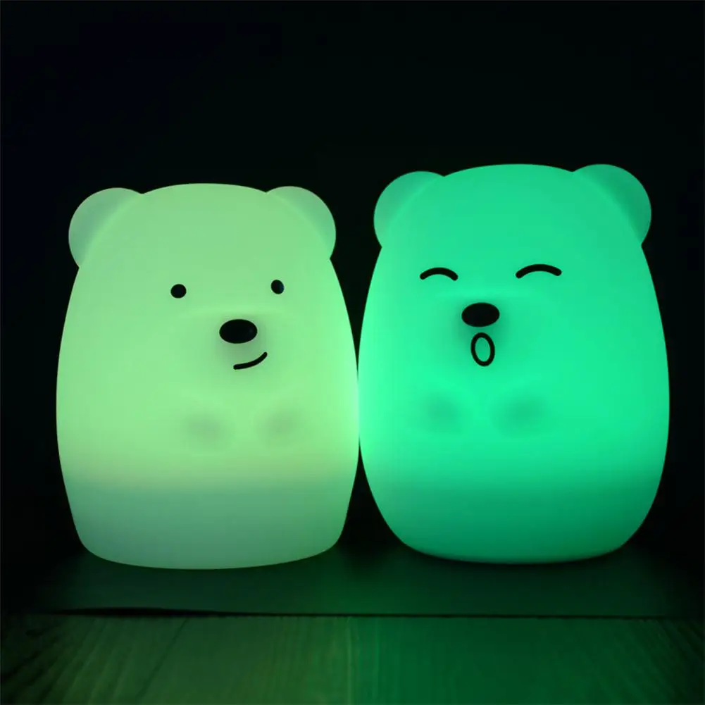 Bear 7 цветов Изменение светодиодный ночник Сова Мультфильм силиконовый детский ночник детский игрушечные лампы прикроватная Ночная лампа подарки для детей - Испускаемый цвет: Bear