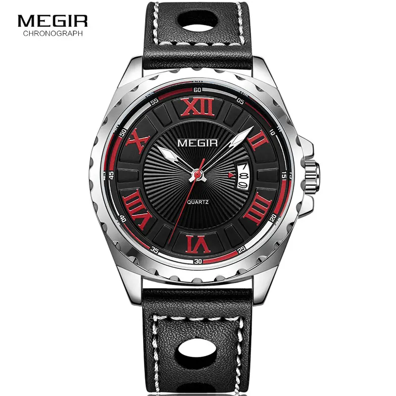 

Men's Sports Roman Numerals Analogue Wrist Watches Black Leather Strap Simple Quartz Watch Man Clock Relogios Masculino 1019G-1