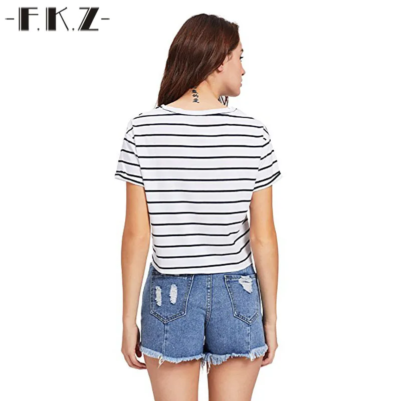 Фкз Новая футболка Для женщин О-образным вырезом топы Короткий рукав Camiseta