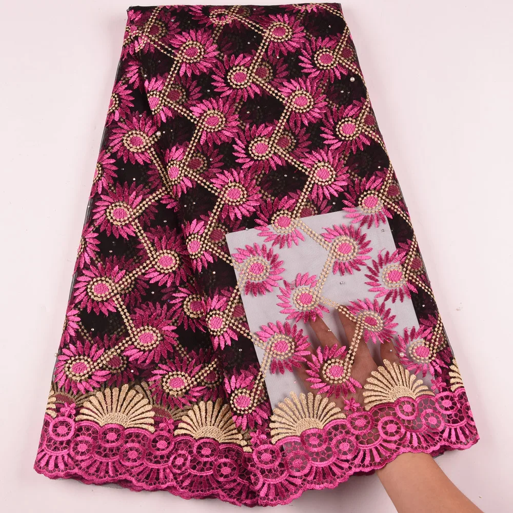 

High Quality French Mesh Lace Fabric Latest African Dry Lace Fabric Embroidered Nigerian Tulle Lace Fabric For Wedding Sew F1144