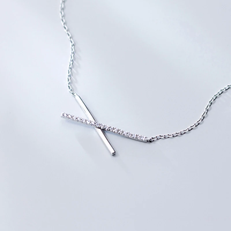 Fashion New Genuine 925 Sterling-Silver X Shaped Quality Zirconia Wedding Necklaces For Women Best Gifts Jewelry | Украшения и
