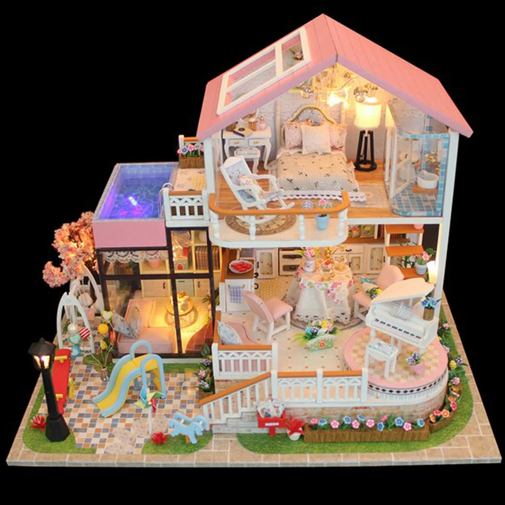 1/24 миниатюрный кукольный домик Diorama DIY Набор аксессуаров Романтический семейный дом для праздника детский подарок на день рождения