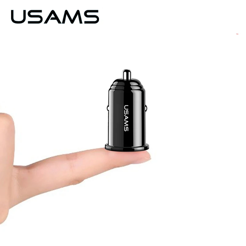 Модернизированное Мини Автомобильное зарядное устройство USAMS 2 порта USB Smart 3.1A 2.4A
