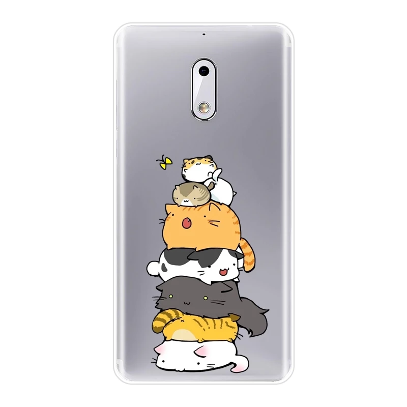 Чехол для телефона силиконовый Nokia 7 Plus X6 Kawaii Cat Japan Cute Cartoon Funny Girl мягкий