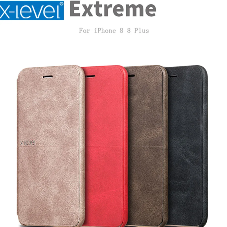 Чехол для iPhone 8 XR X Level винтажный кожаный чехол книжка телефона XS Max Ультратонкий 6 6s