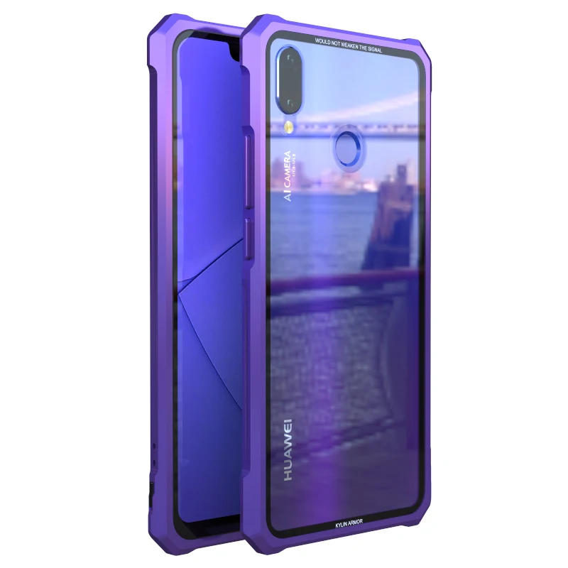 Роскошный металлический бампер для huawei P smart чехол с боковой пластиковой задней крышкой для huawei Nove3i чехол с алюминиевой рамкой - Цвет: purple
