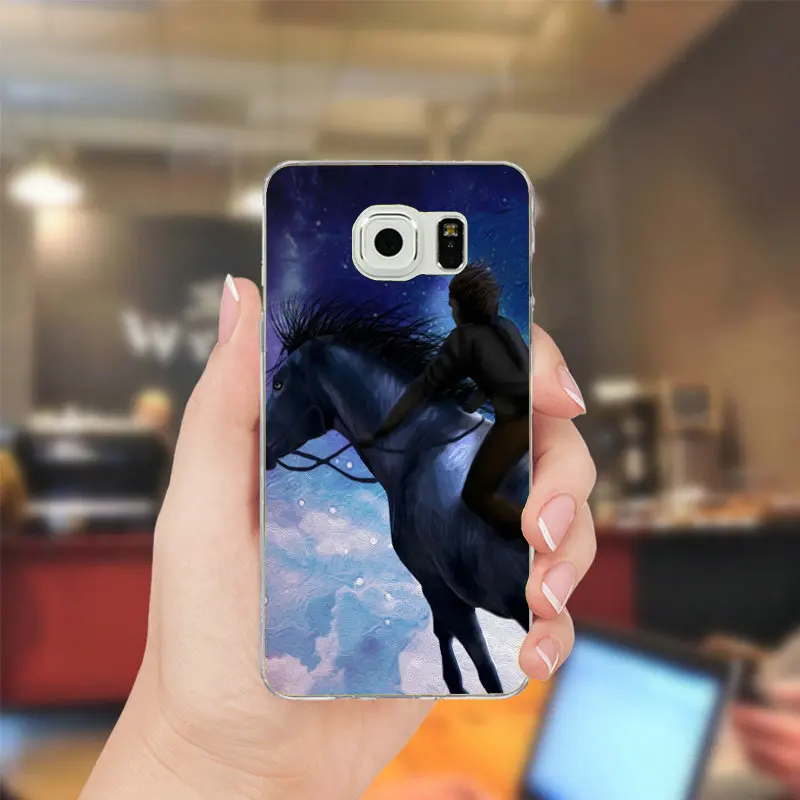 Person Riding Horse Silhouette Soft Slim TPU Phone Case for Samsung Galaxy Note 2 3 4 5 8 S2 S3 S4 S5 Mini S6 S7 S8 S9 Edge Plus | Мобильные