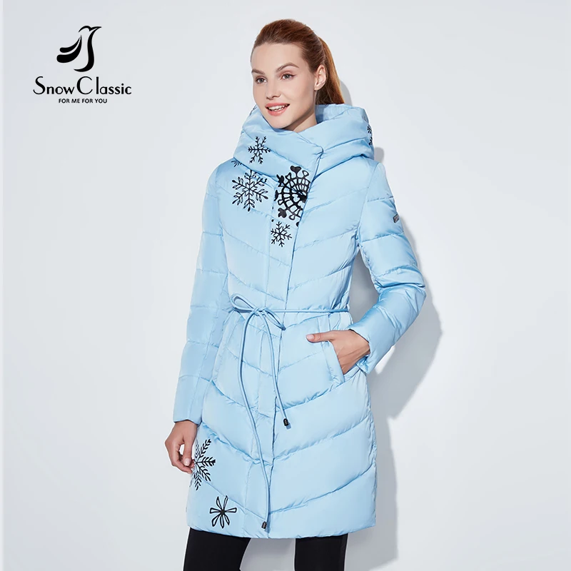 Snowclassic 2018 Spring and Autumn Женское печатное хлопковое верхнее пальто с модной и теплой